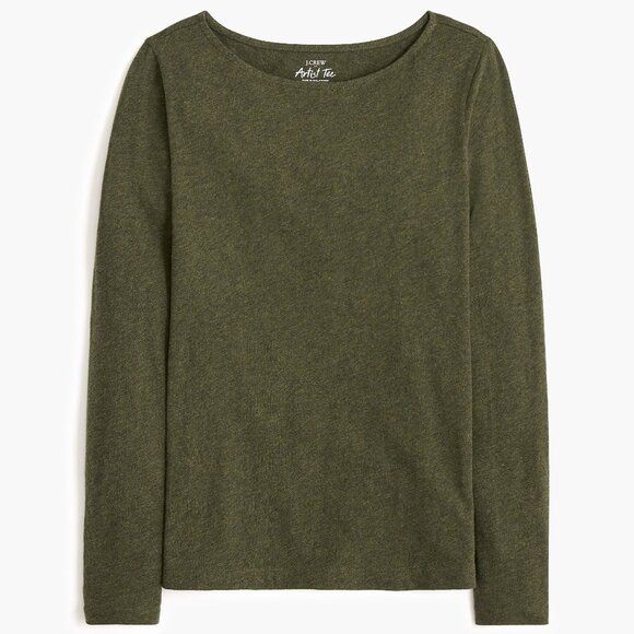 J. Crew Factory Tops - J. Crew Heather Olive Long-sleeve Artist Tee/NWT/M